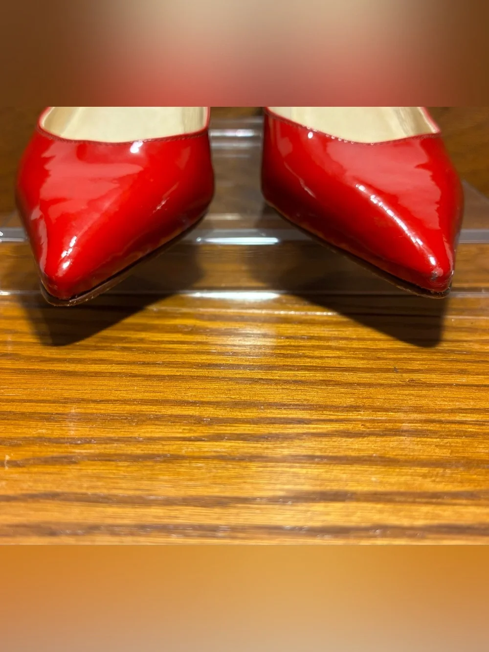 Boutique 58 Red Patent Leather Stacked Wedge Heels Made in Brazil Size 8